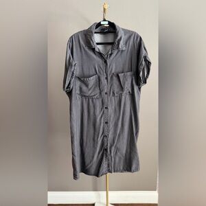 Zilcremo Denim Chambray  Charcoal Gray Button-Down Very Soft Dress Size XL